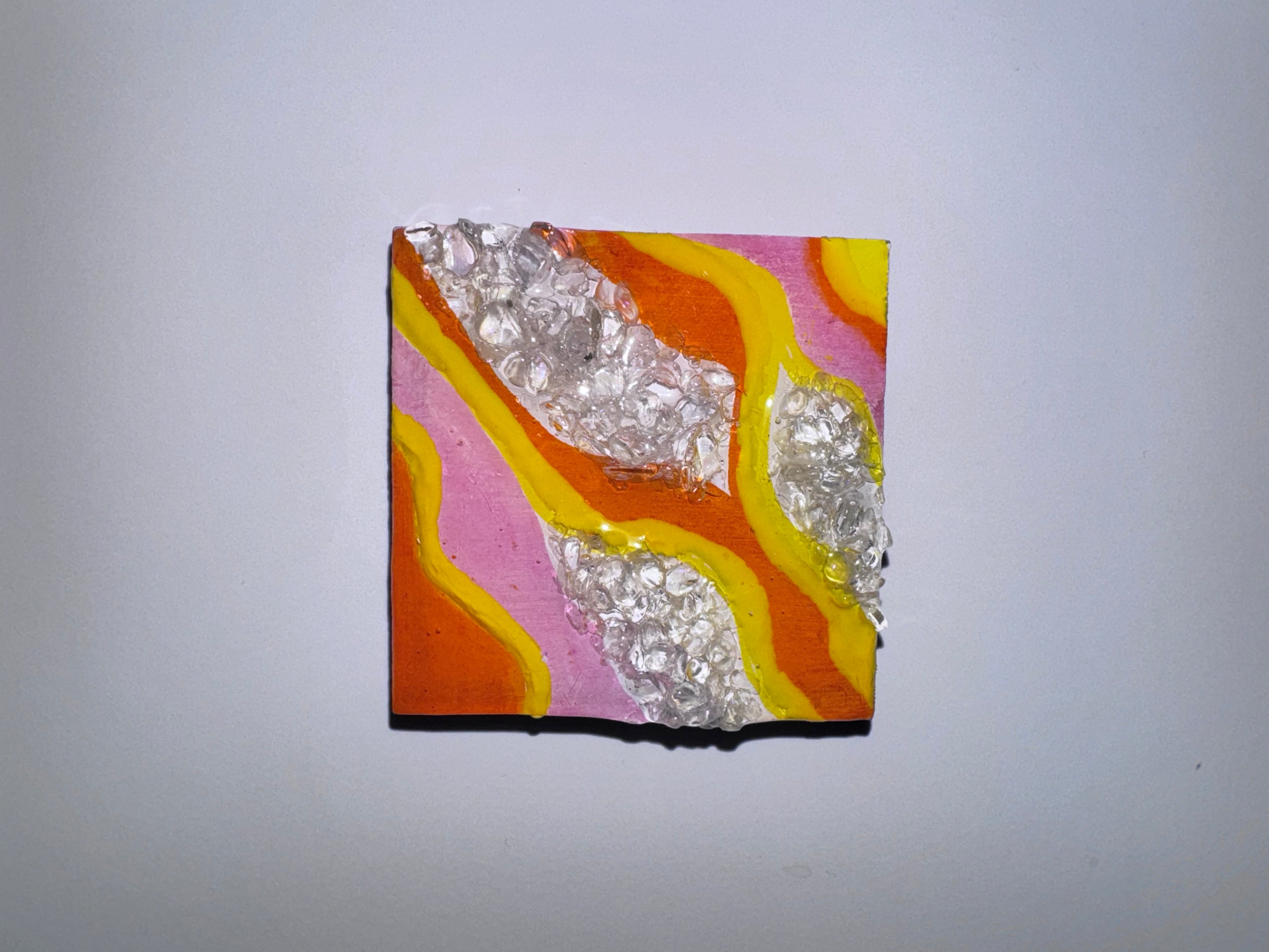 Square Geode Magnet - Yellow/Orange