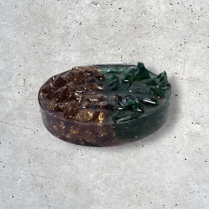 Circle Magnet - Green/Gold Stone