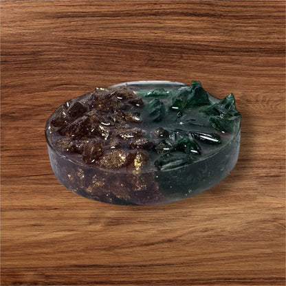 Circle Magnet - Green/Gold Stone