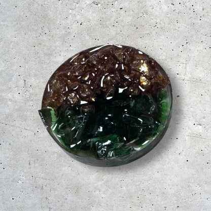 Circle Magnet - Green/Gold Stone