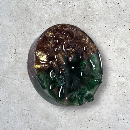 Circle Magnet - Green/Gold Stone
