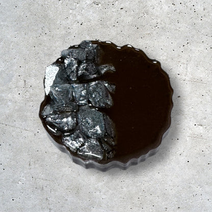 Circle Magnet - Brown/Silver Stone