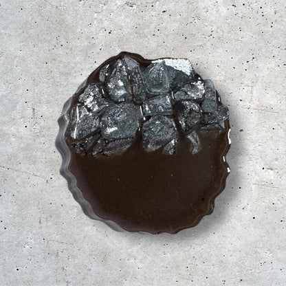 Circle Magnet - Brown/Silver Stone