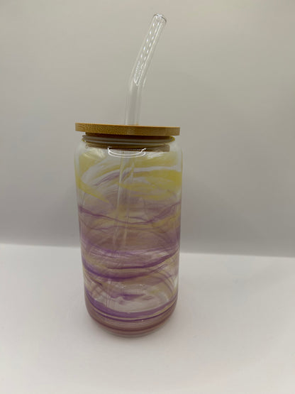 Glass Tumblers with Bamboo Lid