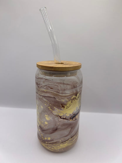 Custom Glass Tumblers with Bamboo Lid