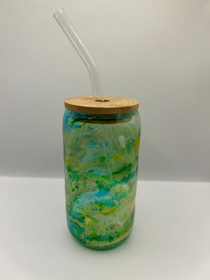 Glass Tumblers with Bamboo Lid