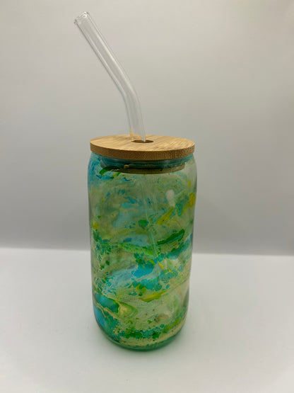 Custom Glass Tumblers with Bamboo Lid