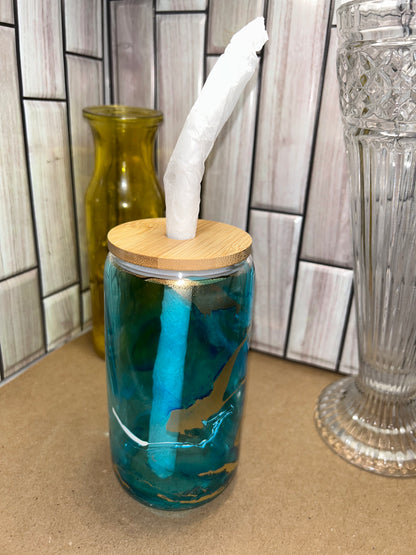 Custom Glass Tumblers with Bamboo Lid