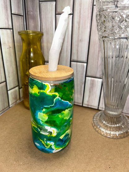 Glass Tumblers with Bamboo Lid