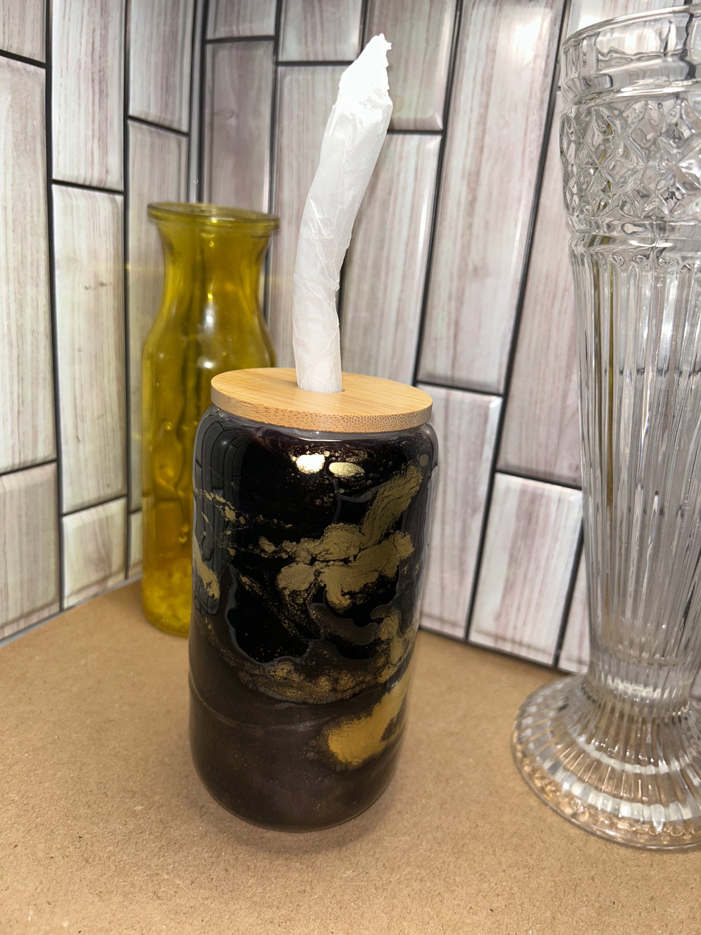 Glass Tumblers with Bamboo Lid